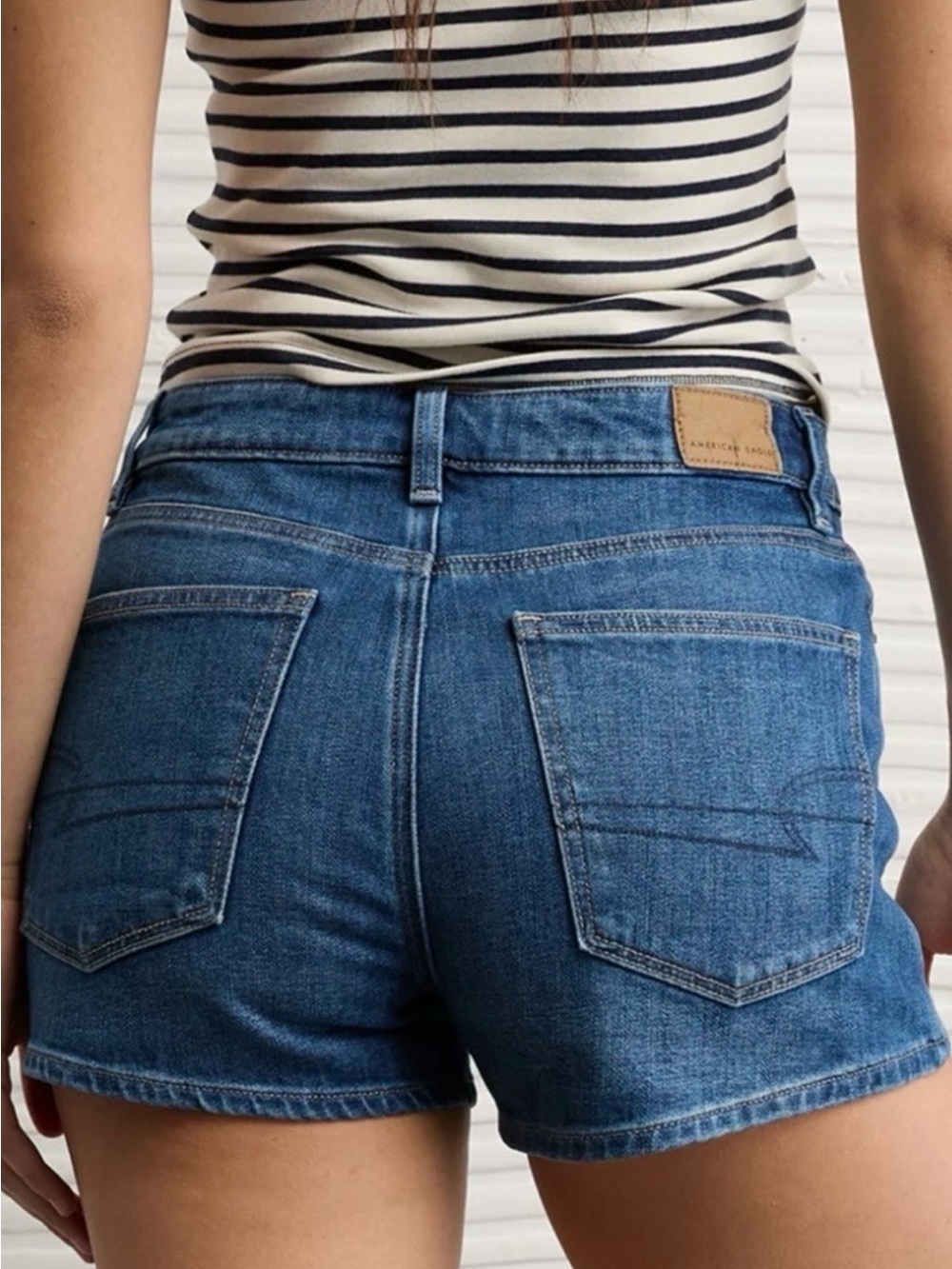 American Eagle Blue Stretch Denim Shorts size 10 women